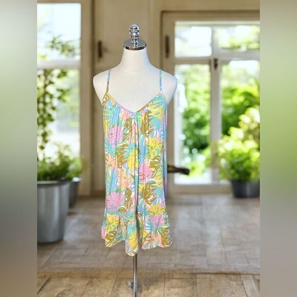 Billabong Women’s Sunny Daze Mini Dress Pink/Peach Floral Dress Size M - Picture 2 of 12